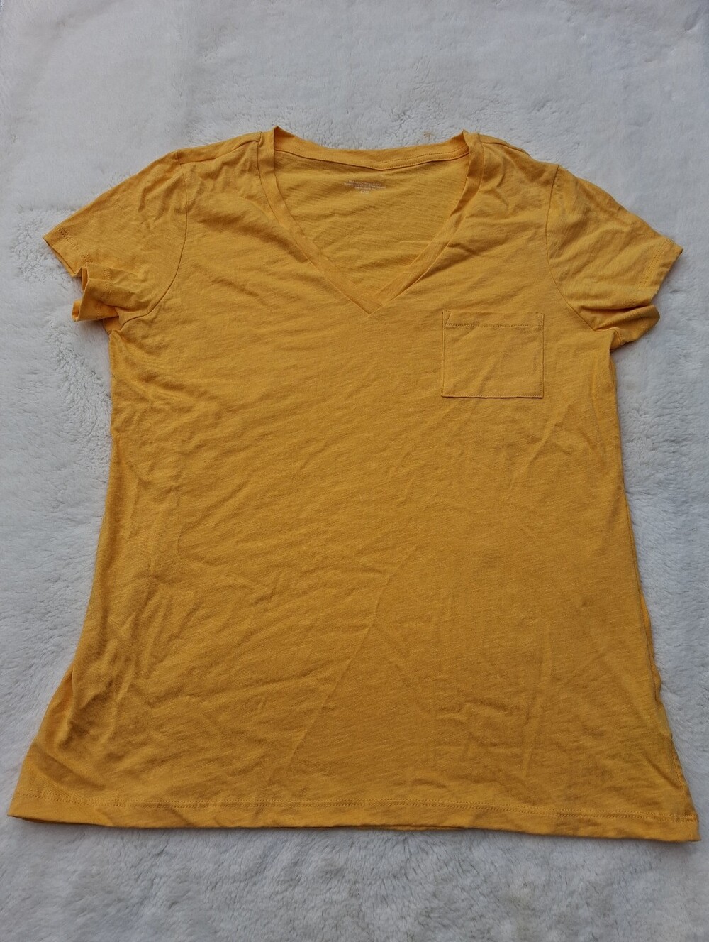 Max Studio V-Neck Pocket Tee - Mustard